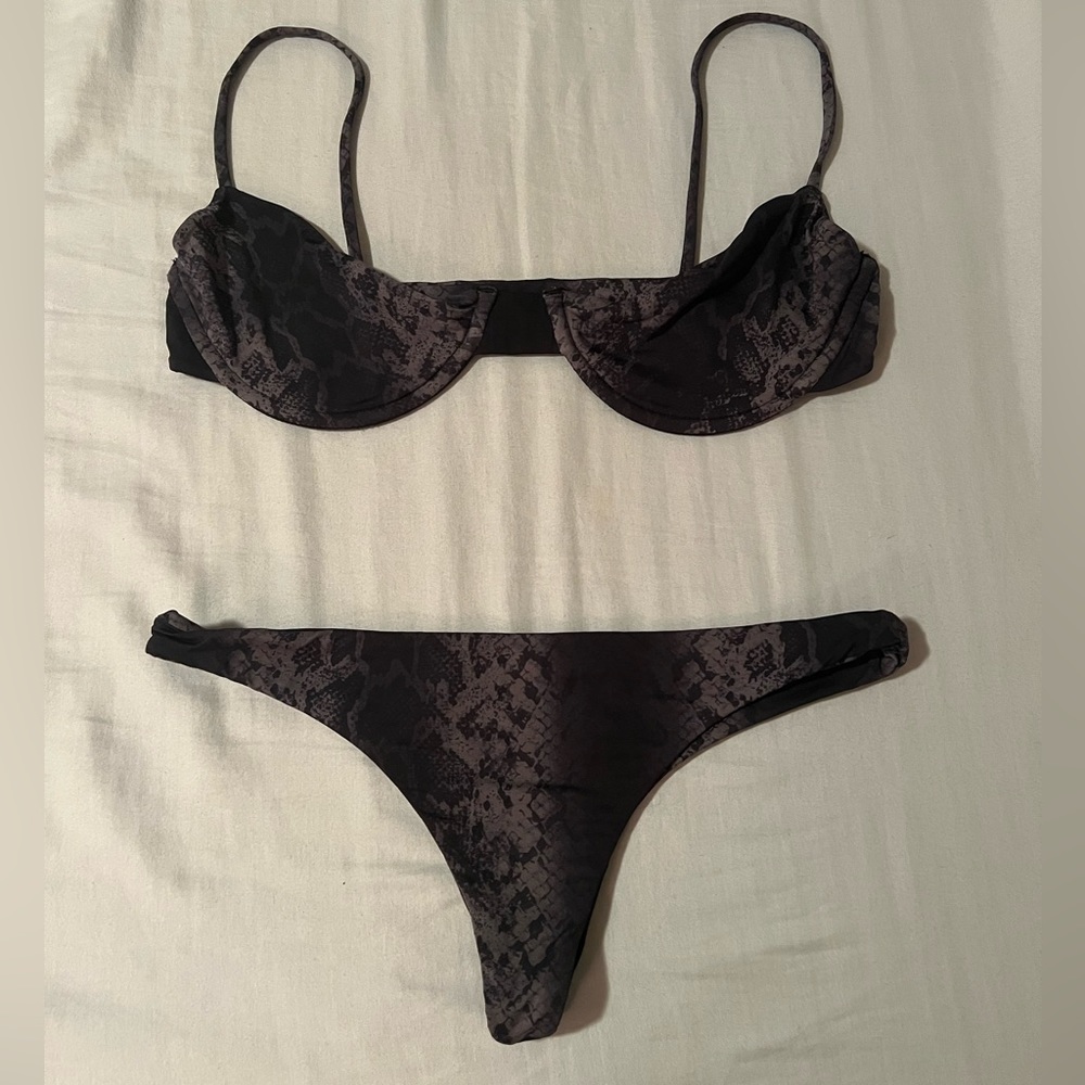 Mai underwear snakeskin two piece swimsuit size small